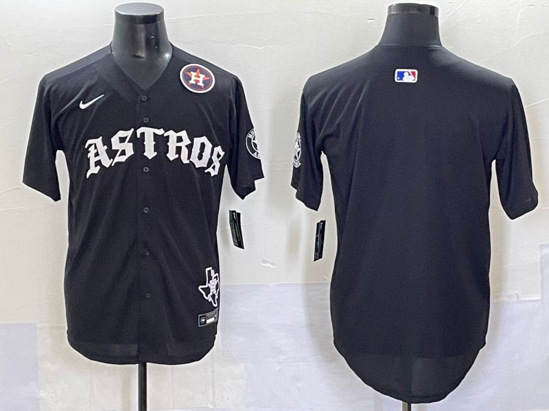 Men 2025 Houston Astros Blank Black Seven generations Joint Name Nike MLB Jersey style 2->houston astros->MLB Jersey
